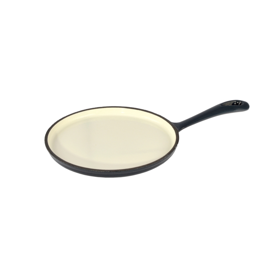 Zománcozott öntöttvas serpenyő / palacsintasütő mini - 20 cm - acélkék 1 Zománcozott öntöttvas serpenyő